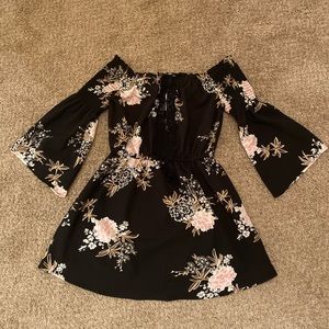 Black short dress with flowers